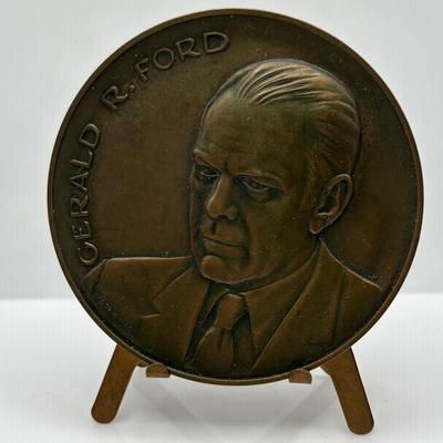 LOT 15: Bronze Metal Medallions Presidents Gerald Ford & James Buchanan along with Vice Admiral Hyman G Rickover