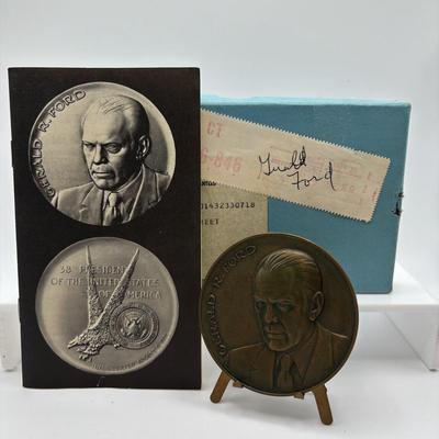 LOT 15: Bronze Metal Medallions Presidents Gerald Ford & James Buchanan along with Vice Admiral Hyman G Rickover