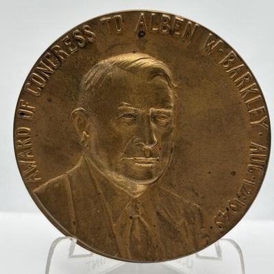 LOT 90: Collectible Bronze Metal Medallions President Hubert H Humphreys, Alben W Barkley, President George W Bush, John B Connally,...