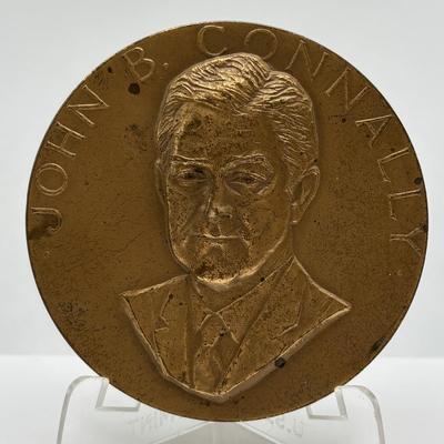 LOT 90: Collectible Bronze Metal Medallions President Hubert H Humphreys, Alben W Barkley, President George W Bush, John B Connally,...