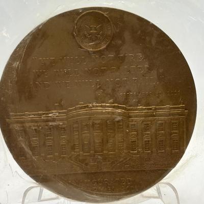 LOT 90: Collectible Bronze Metal Medallions President Hubert H Humphreys, Alben W Barkley, President George W Bush, John B Connally,...