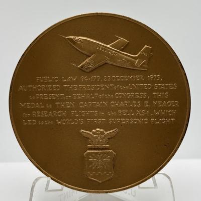 LOT 92: Collection of Five (5) Bronze Metal Medallions: Act of Congress, Worlds 1st Supersonic Flight, Navajo Code Talkers, General...