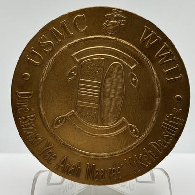 LOT 92: Collection of Five (5) Bronze Metal Medallions: Act of Congress, Worlds 1st Supersonic Flight, Navajo Code Talkers, General...