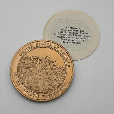LOT 92: Collection of Five (5) Bronze Metal Medallions: Act of Congress, Worlds 1st Supersonic Flight, Navajo Code Talkers, General...