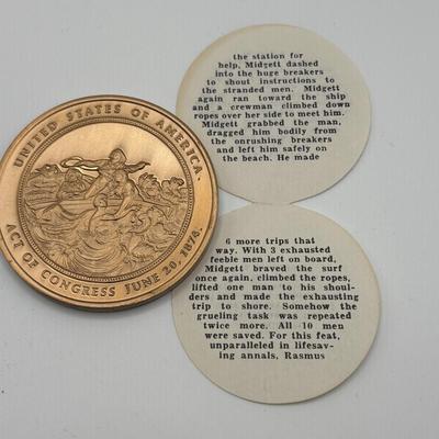 LOT 92: Collection of Five (5) Bronze Metal Medallions: Act of Congress, Worlds 1st Supersonic Flight, Navajo Code Talkers, General...
