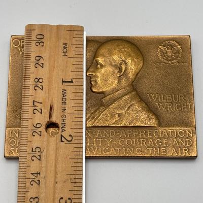 LOT 93: Collection of 5 Bronze Metal Medallions Orville & Wilbur Wright, Joseph Francis and Others