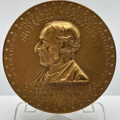 LOT 93: Collection of 5 Bronze Metal Medallions Orville & Wilbur Wright, Joseph Francis and Others