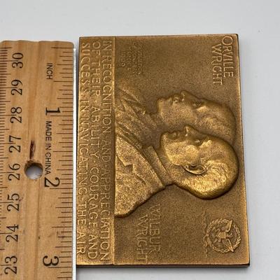 LOT 93: Collection of 5 Bronze Metal Medallions Orville & Wilbur Wright, Joseph Francis and Others