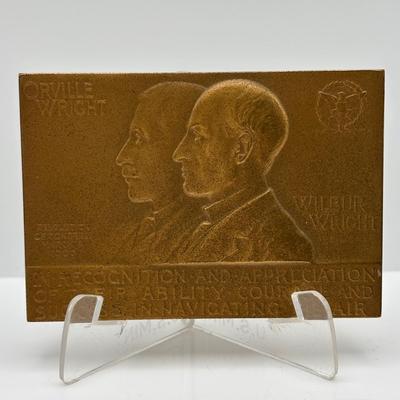 LOT 93: Collection of 5 Bronze Metal Medallions Orville & Wilbur Wright, Joseph Francis and Others