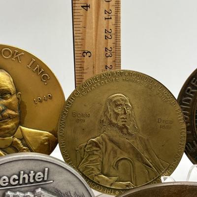 LOT 94: Collection of Four (4) Bronze Metal Medallions & More