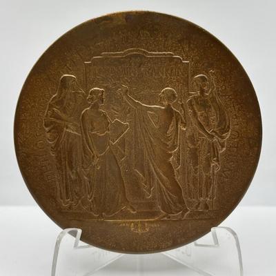 LOT 95: Assortment of Five (5) Bronze Metal Medallions: Charles Lindbergh, Benjamin Franklin, Joseph W Barker and Others