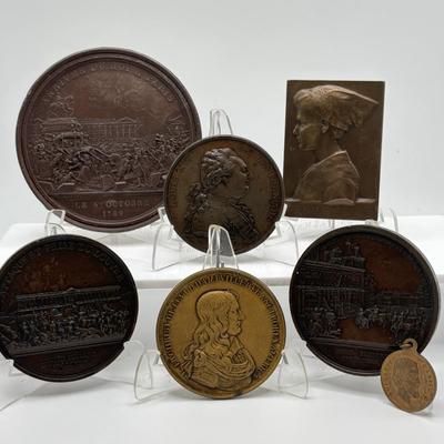 LOT 98: Assortment Foreign Historical Metal Medallions & Tokens