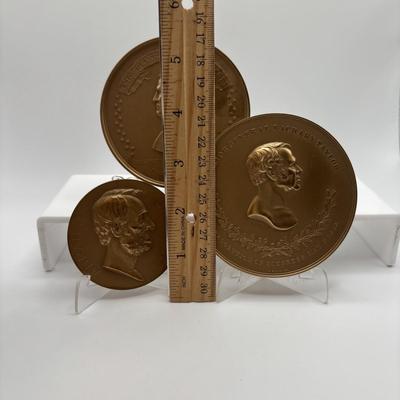 LOT 102: Bronze Metal Medallions of President Abrham Lincoln and C.C. Wright. F. Medal Honoring Major Genral Winfred Scott, Major Gernal...