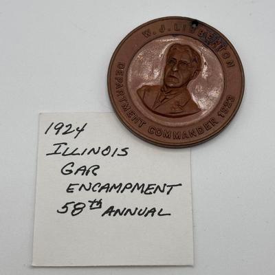 LOT 103: Medal Medallions/Tokens: 100th Anniversary of America, 1924 Illinois Grand Army of the Republic (GAR) Encampment 58th...