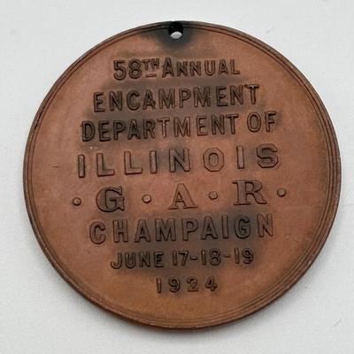 LOT 103: Medal Medallions/Tokens: 100th Anniversary of America, 1924 Illinois Grand Army of the Republic (GAR) Encampment 58th...