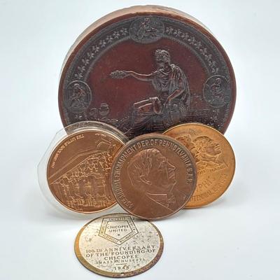 LOT 105: Medal/Medallions: US Centennial Exposition Philadelphia Medal, Soldiers & Sailors Monument, PA 45th Encampment GAR, 150th...