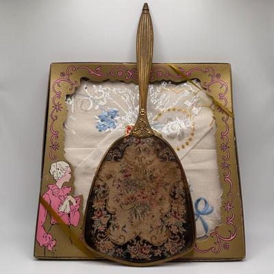 LOT 139: Lovely Ladies Dresser Collection: Vintage Tyrone Crystal Signed Cut Glass Tasseled Perfume Atomizer, Lenox Angel, Boxed...