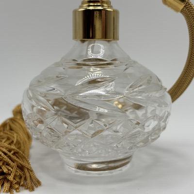 LOT 139: Lovely Ladies Dresser Collection: Vintage Tyrone Crystal Signed Cut Glass Tasseled Perfume Atomizer, Lenox Angel, Boxed...