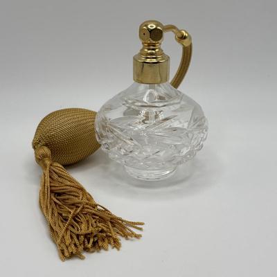 LOT 139: Lovely Ladies Dresser Collection: Vintage Tyrone Crystal Signed Cut Glass Tasseled Perfume Atomizer, Lenox Angel, Boxed...