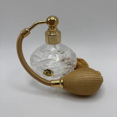 LOT 139: Lovely Ladies Dresser Collection: Vintage Tyrone Crystal Signed Cut Glass Tasseled Perfume Atomizer, Lenox Angel, Boxed...