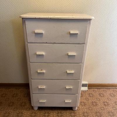 FULL BED FRAME AND WOODEN 5 DRAWER DRESSER