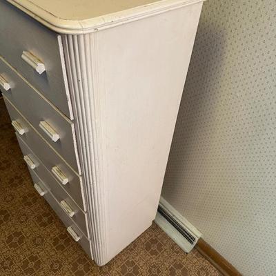 FULL BED FRAME AND WOODEN 5 DRAWER DRESSER