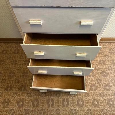 FULL BED FRAME AND WOODEN 5 DRAWER DRESSER