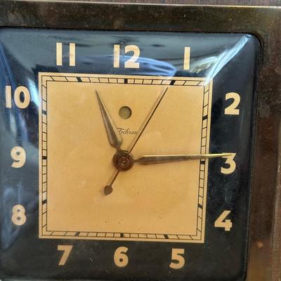 VINTAGE ROTARY WALL PHONE AND VINTAGE TELECHRON CLOCK