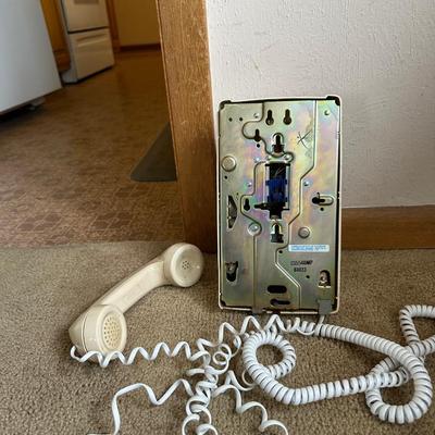 VINTAGE ROTARY WALL PHONE AND VINTAGE TELECHRON CLOCK