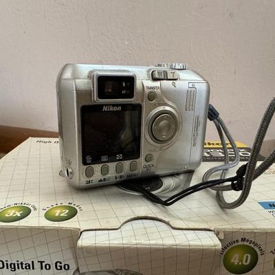 NIKON COOLPIX 4300 CAMERA, CLOCKS AND MEMOREX RADIO