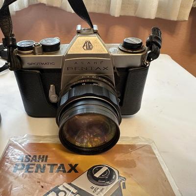 VINTAGE POLAROID AUTOMATIC LAND CAMERA 420, VINTAGE ASAHI PENTAX SPOTMATIC CAMERA AND SIGMA LENSES