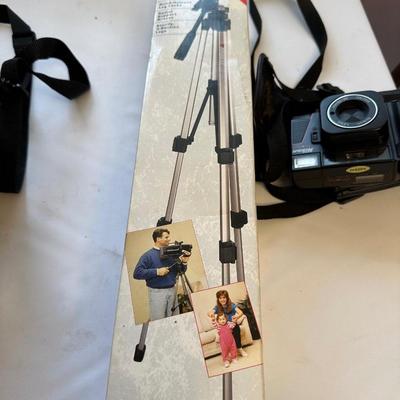 NIKON TELE TOUCH CAMERA, AMBICO 54” DELUXE VIDEO/PHOTO TRIPOD AND VIVITAR 550 PZ DATA BACK CAMERA