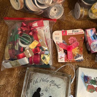 VINTAGE NATIVITY SCENE AND ASSORTMENT OF CHRISTMAS WRAPPING AND MORE