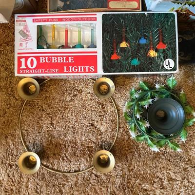 4’ LIGHTED CHRISTMAS TREE, VINTAGE LIGHTS, ORNAMENTS AND MUCH MORE