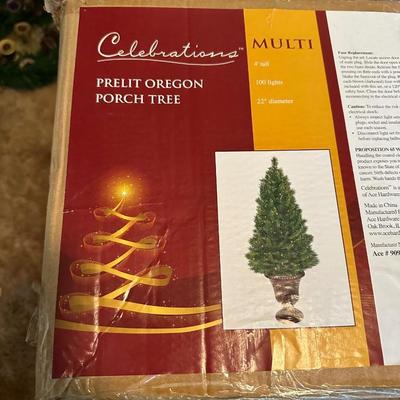 4’ LIGHTED CHRISTMAS TREE, VINTAGE LIGHTS, ORNAMENTS AND MUCH MORE