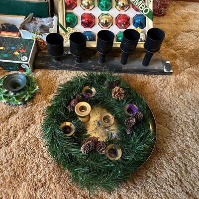 4’ LIGHTED CHRISTMAS TREE, VINTAGE LIGHTS, ORNAMENTS AND MUCH MORE