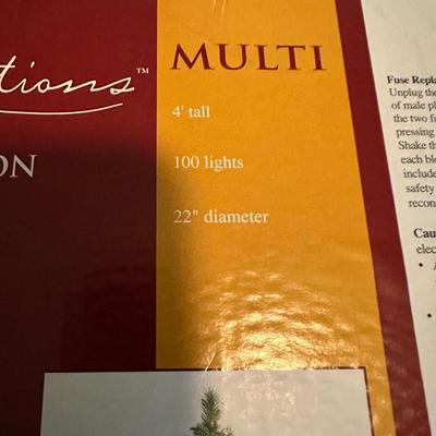 4’ LIGHTED CHRISTMAS TREE, VINTAGE LIGHTS, ORNAMENTS AND MUCH MORE