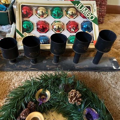 4’ LIGHTED CHRISTMAS TREE, VINTAGE LIGHTS, ORNAMENTS AND MUCH MORE