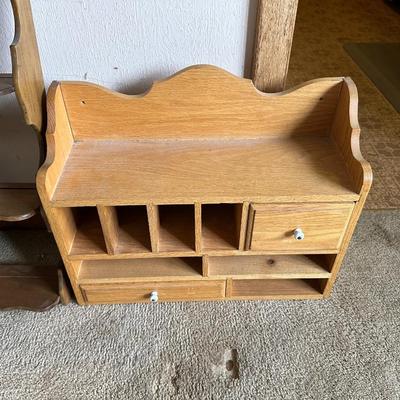 WOODEN WALL MAIL SHELF AND WOOD WALL SHELF