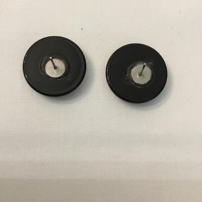 Vintage black and white lucite, circular studded earrings