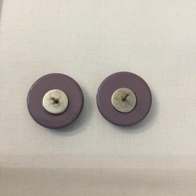 Cute, vintage, gray, purple, circular Lucite stud earrings