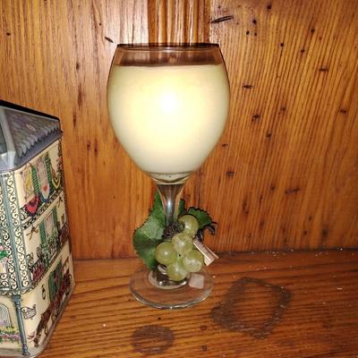 Candle in wine glass
