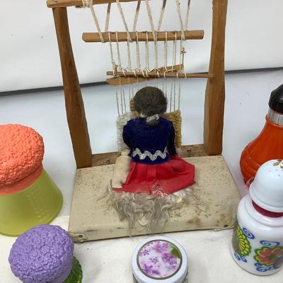 Avon Bottles and Folk Art Mother Working Loom