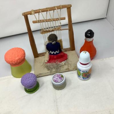 Avon Bottles and Folk Art Mother Working Loom