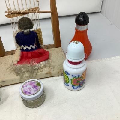 Avon Bottles and Folk Art Mother Working Loom