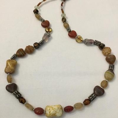 Beautiful stone beaded glass, beaded necklace, toggle necklace
