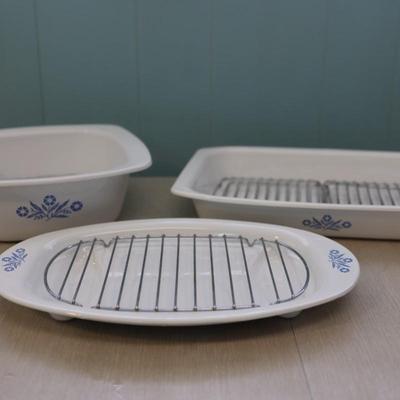 Corning Ware "Blue Cornflower" Dutch Oven, Roaster, and Platter