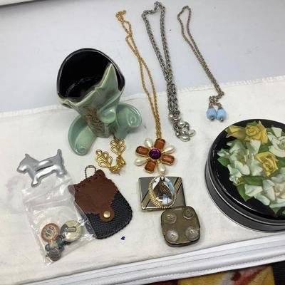 Vintage Jewelry, Buttons, Hall Pottery, and Tin