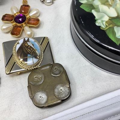 Vintage Jewelry, Buttons, Hall Pottery, and Tin