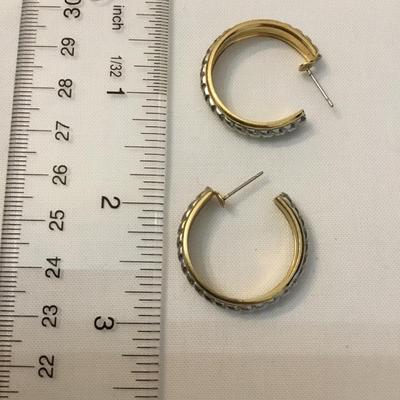 Nice vintage, heavy silver and gold, toned hoop earrings